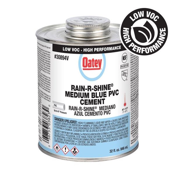 Oatey RainRShine Blue Cement For PVC 32 oz 30894V